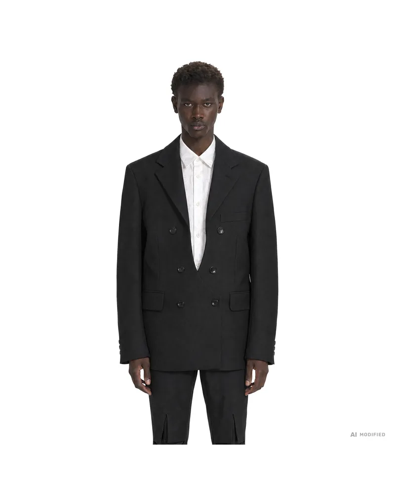 Comme des Garçons Double-Breasted Wool Blazer Black