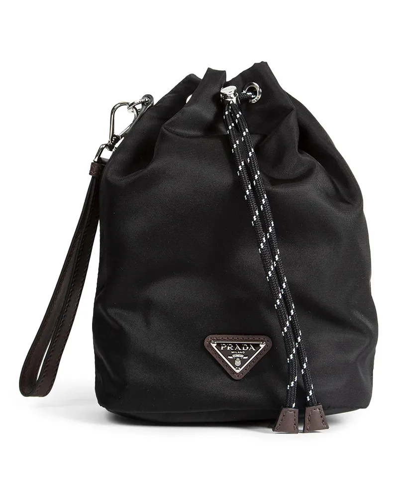 Prada Speedrock Re-Nylon and leather pouch Black