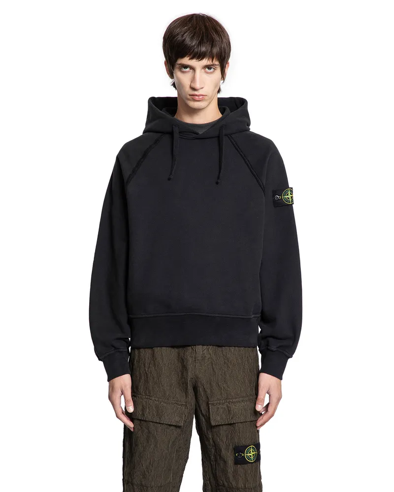 Stone Island 6100023 Light Organic Cotton Fleece Hoodie Black