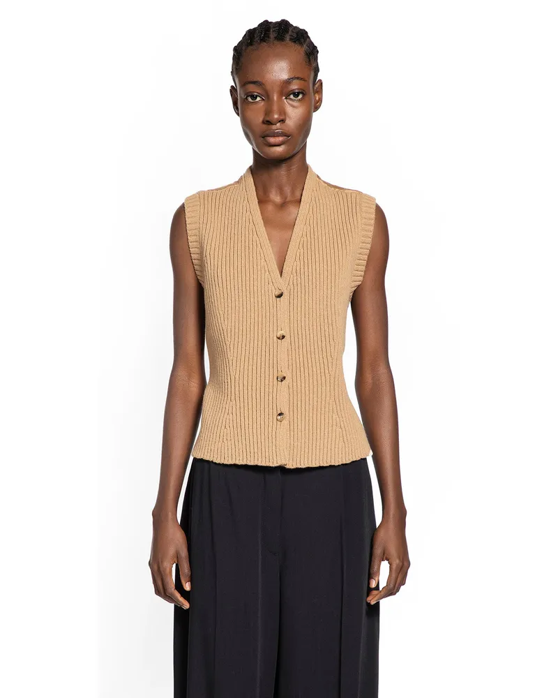 Max Mara WOMAN BEIGE VESTS Beige