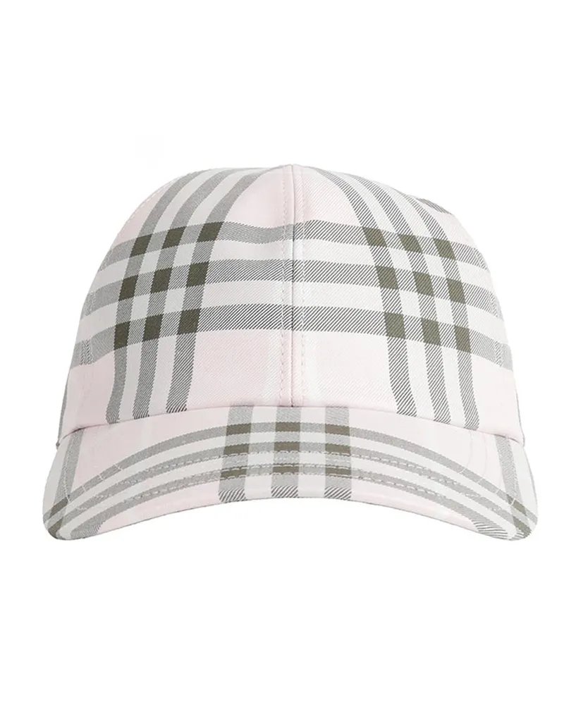 Burberry Check Cotton Baseball Cap Pink