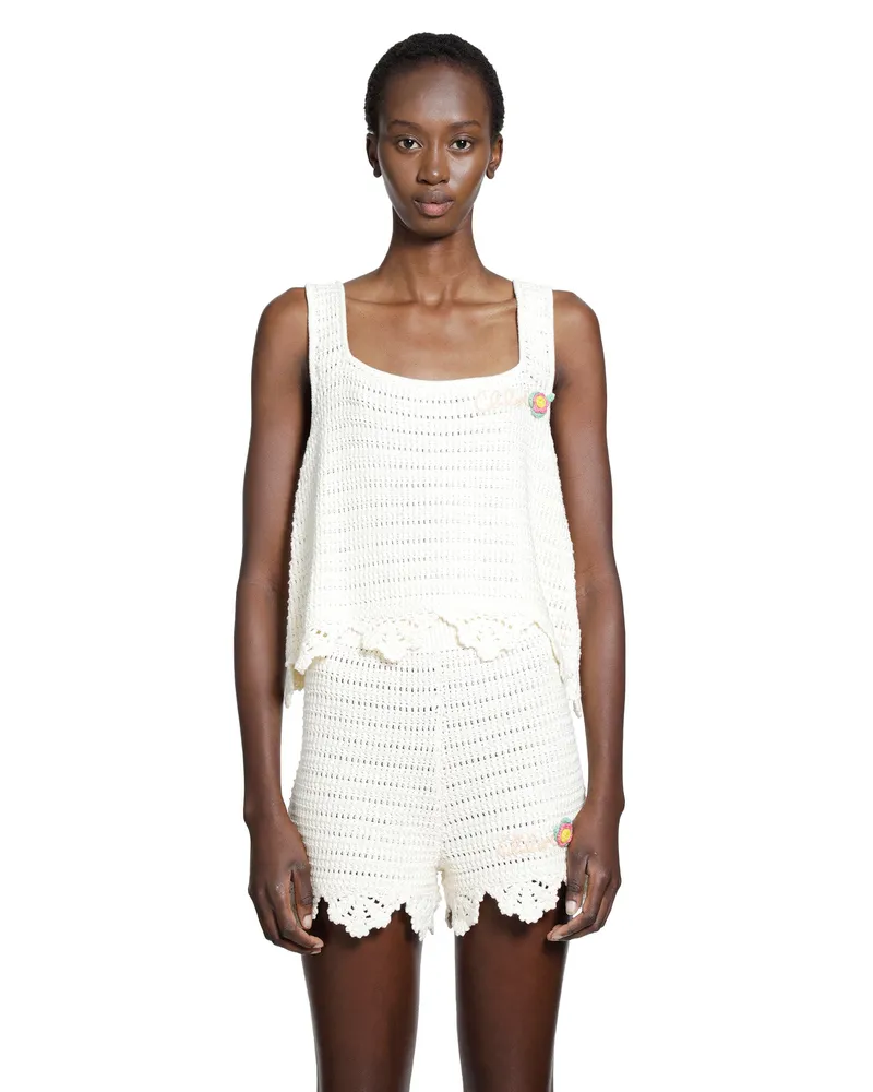 Chloé Crochet Knit Cropped Top White