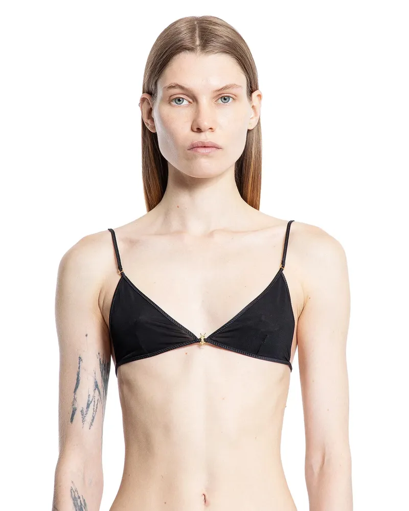 Saint Laurent Cassandre Triangle Bra Black