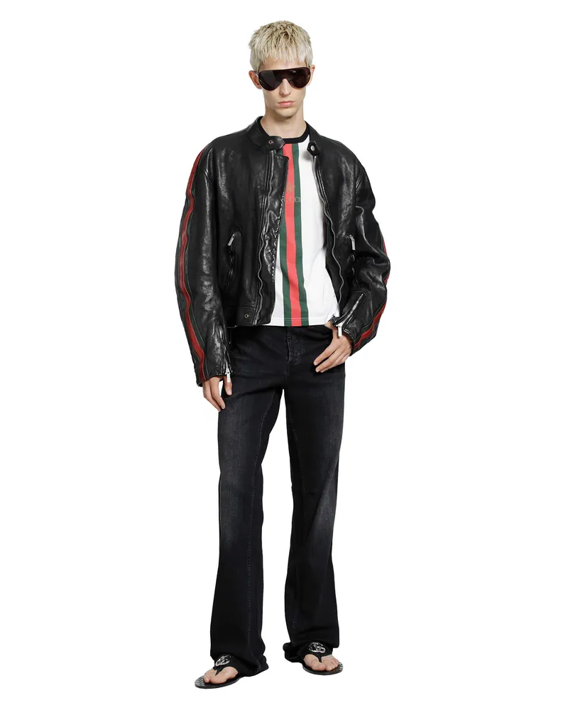 Gucci Buffalo Leather Biker Jacket Black