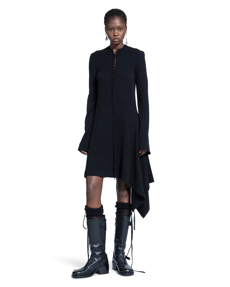Ann Demeulemeester Cordule Lace-Up Serafino Dress Black