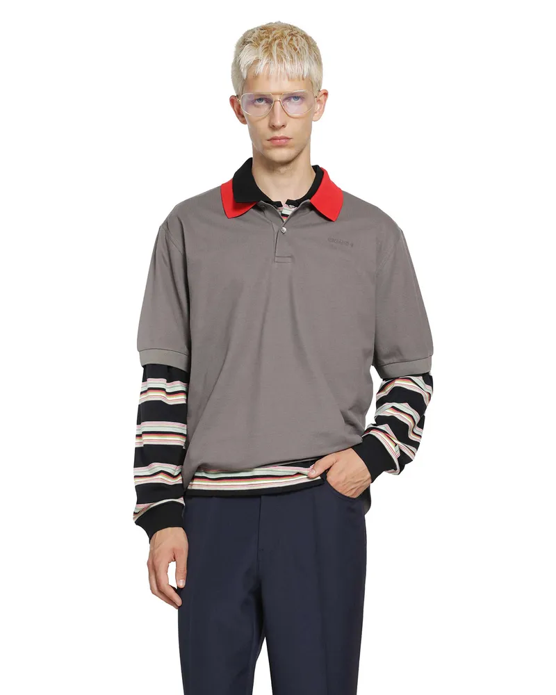 Marni Polo Shirt With Contrast Trims Grey