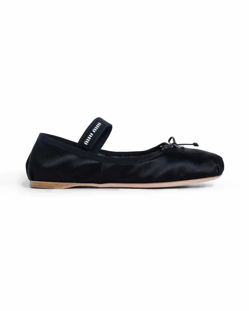 Miu Miu Satin Ballerinas Black