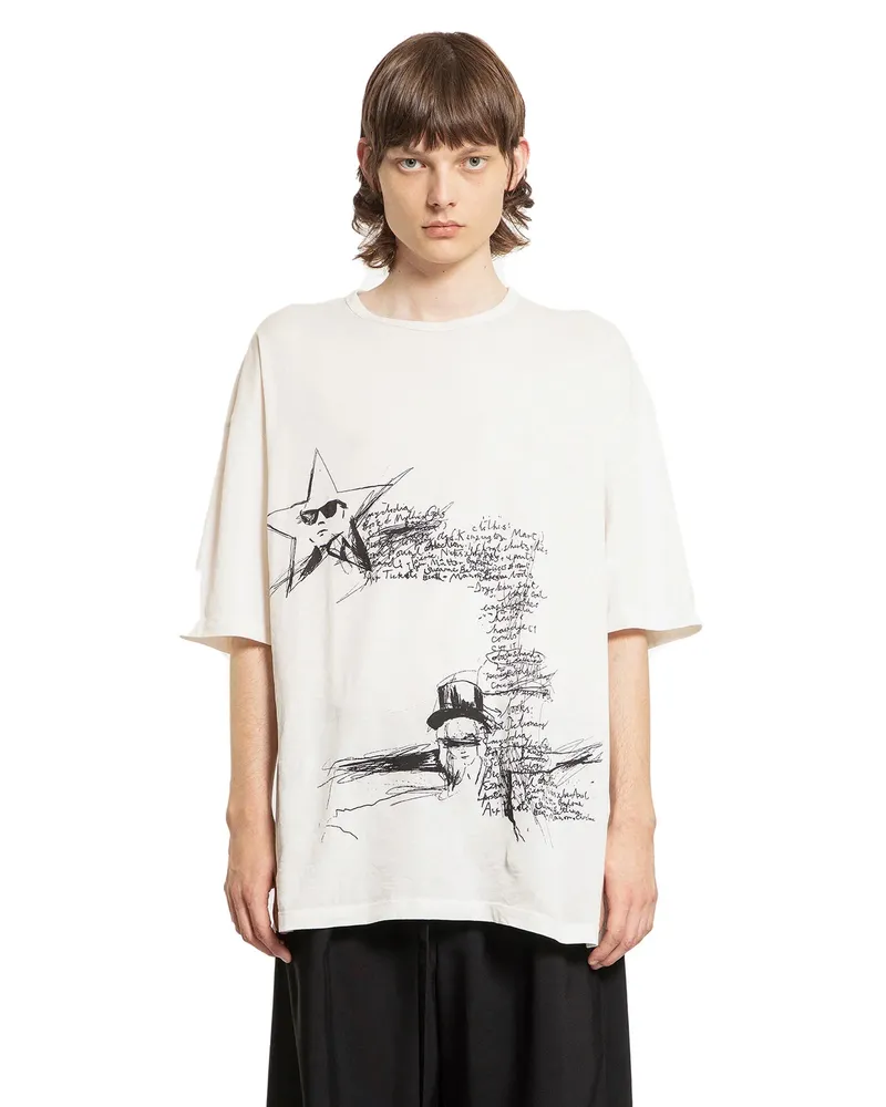 Ann Demeulemeester Dieter ''Sketchbook'' High-Comfort T-Shirt Off-white