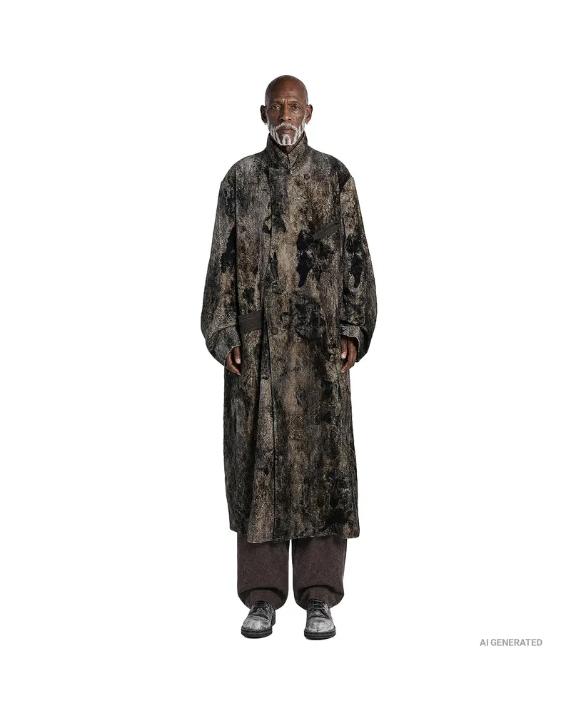 Ziggy Chen Velvet Stand Collar Coat Brown
