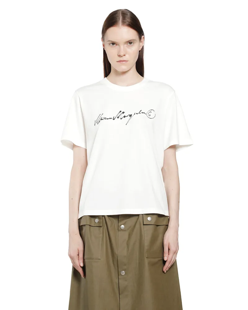 Maison Margiela Overdyed Handwritten Logo T-Shirt White