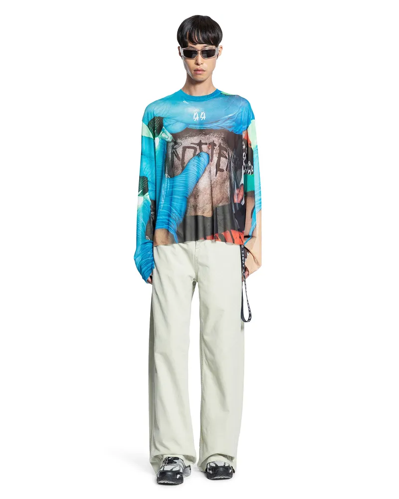 44 LABEL GROUP Long Sleeve Mesh T-shirt Blue