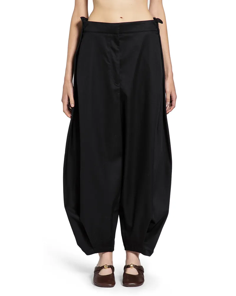 Loewe Draped Trousers in Cotton and Silk Black