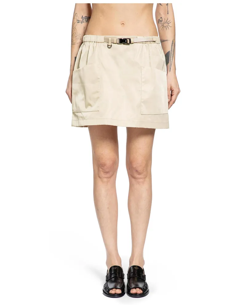 Prada Re-Nylon Mini Skirt Beige
