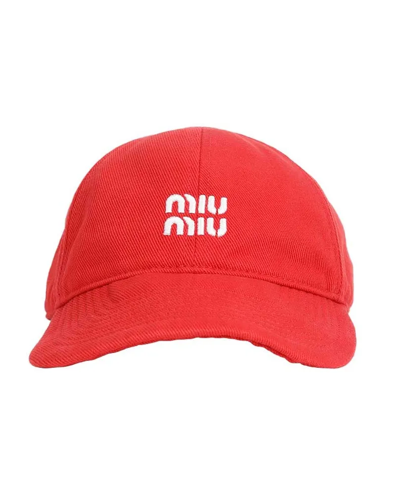 Miu Miu Denim Baseball Cap Red