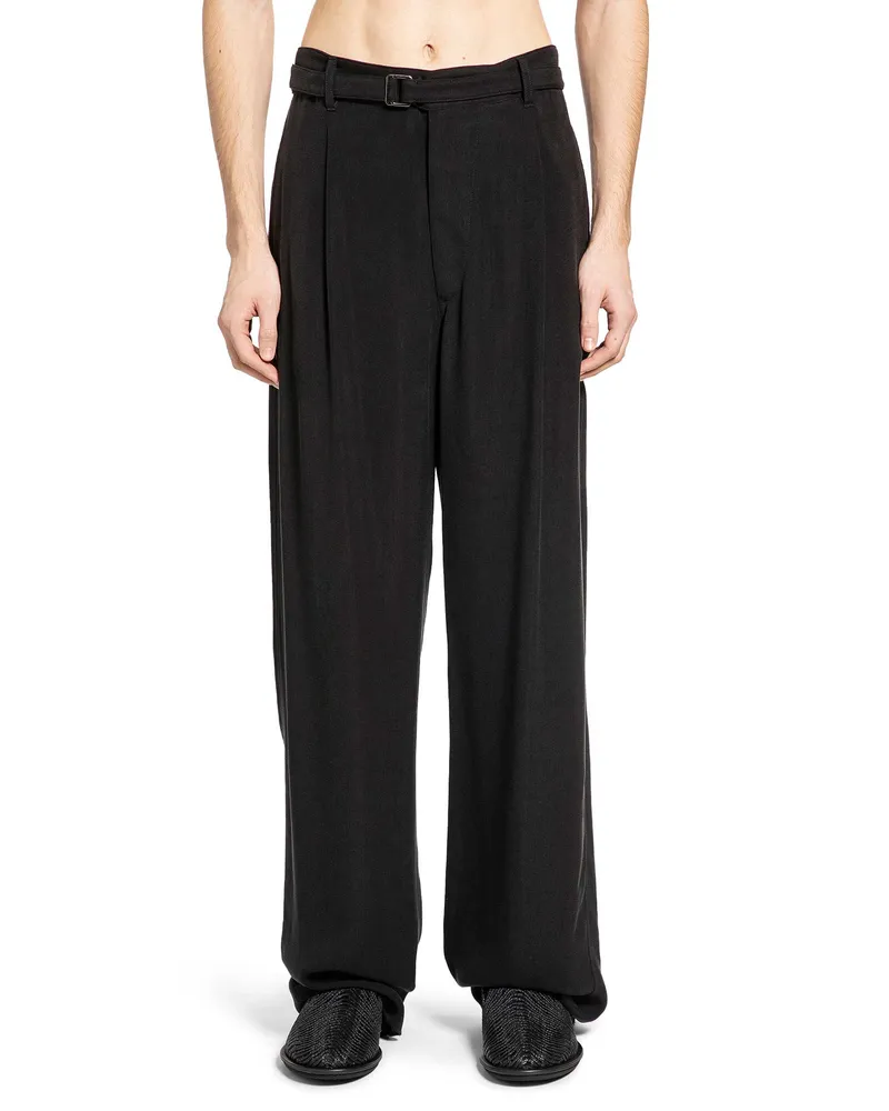Giorgio Armani Asv Cupro Basketweave Trousers Black
