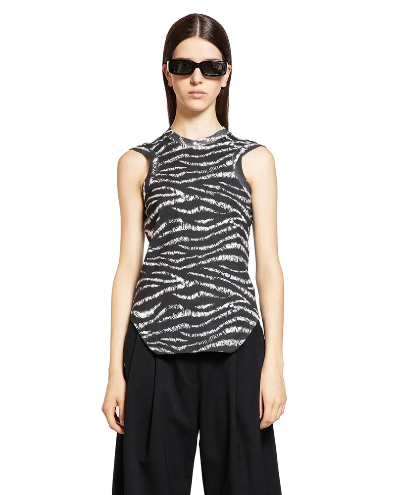 ATTICO WOMAN BLACK & WHITE T-SHIRTS & TANK TOPS Black&white