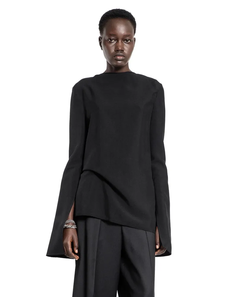 Ann Demeulemeester Hella Top In Viscose Calico Black