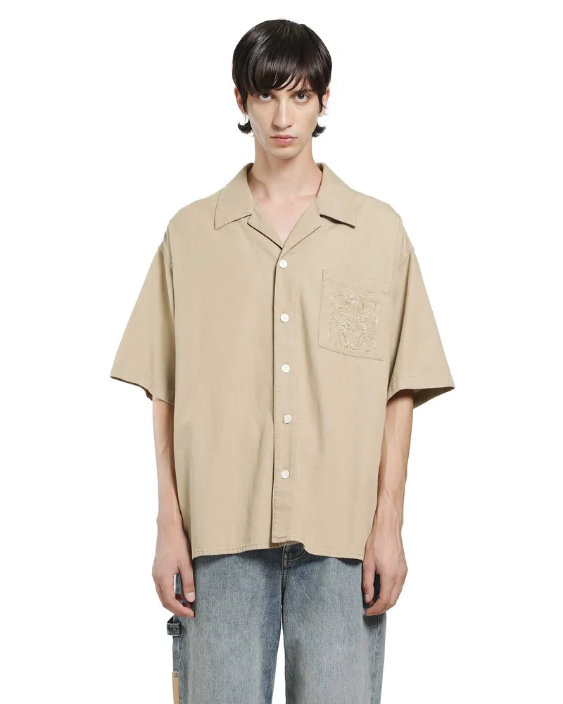 Loewe Cotton Short Sleeve Shirt Beige