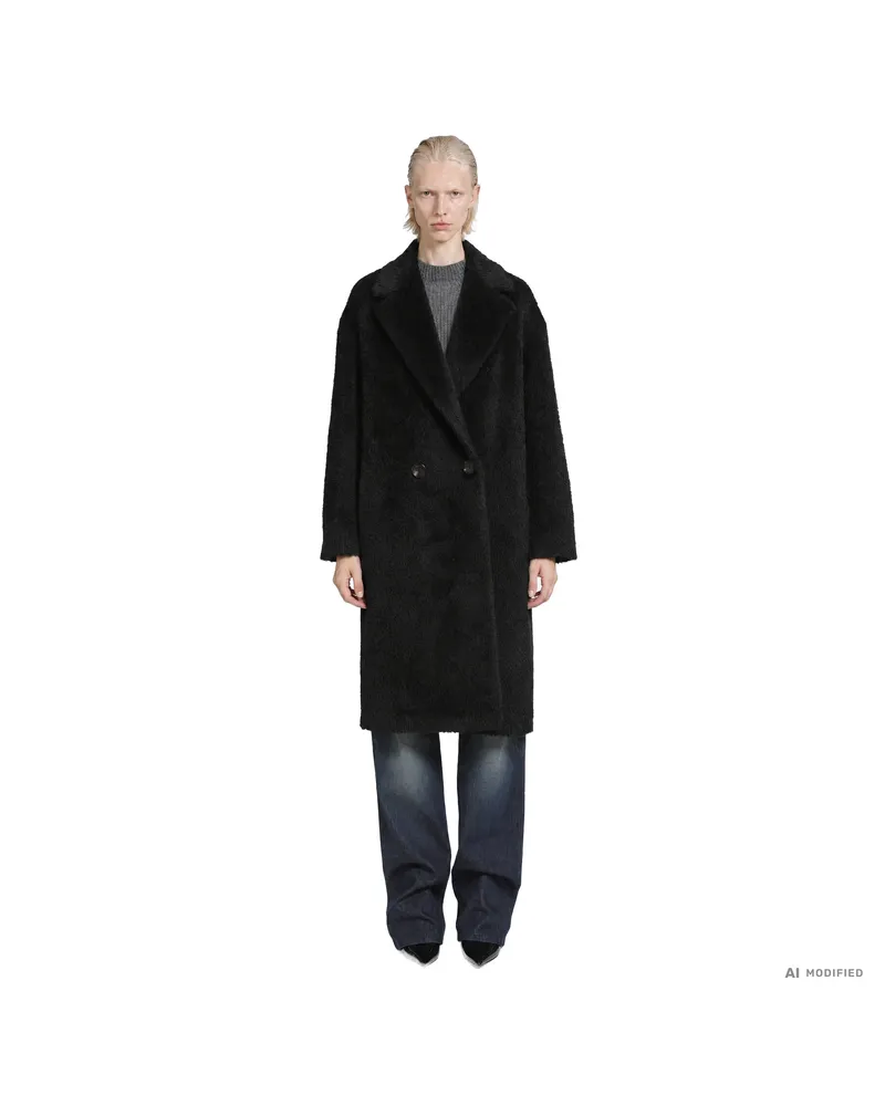 Max Mara Double-Breasted Long Coat Black
