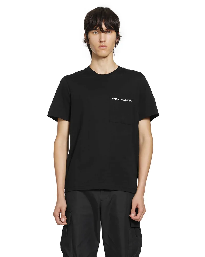 Moncler Logo Cotton Jersey T-Shirt Black
