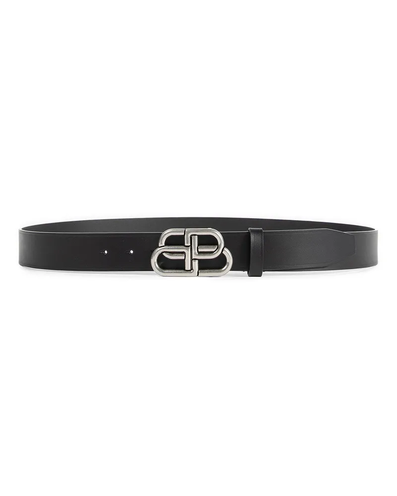 Balenciaga BB Large Leather Belt Black