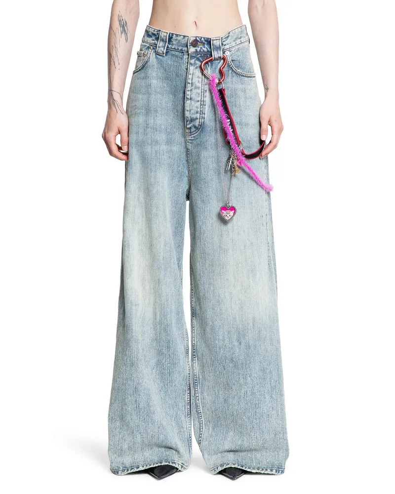 Balenciaga Charms Baggy Pants in Cotton Denim Blue