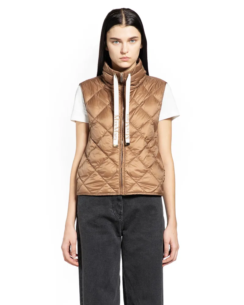 Max Mara Tregic Nylon Canvas Gilet Brown