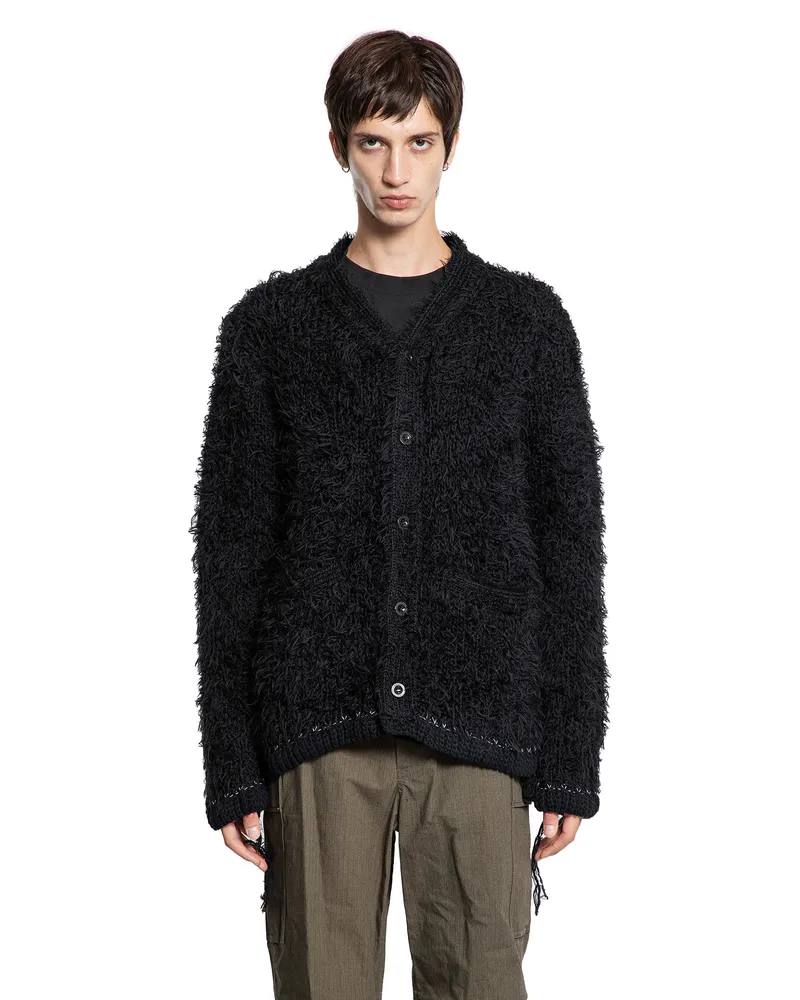 Sacai Furry Knit Cardigan Black
