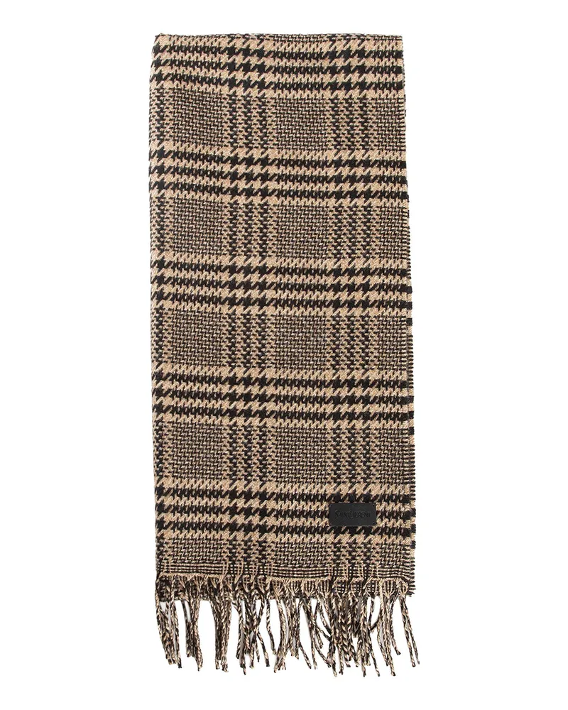 Saint Laurent Prince of Wales Scarf Beige