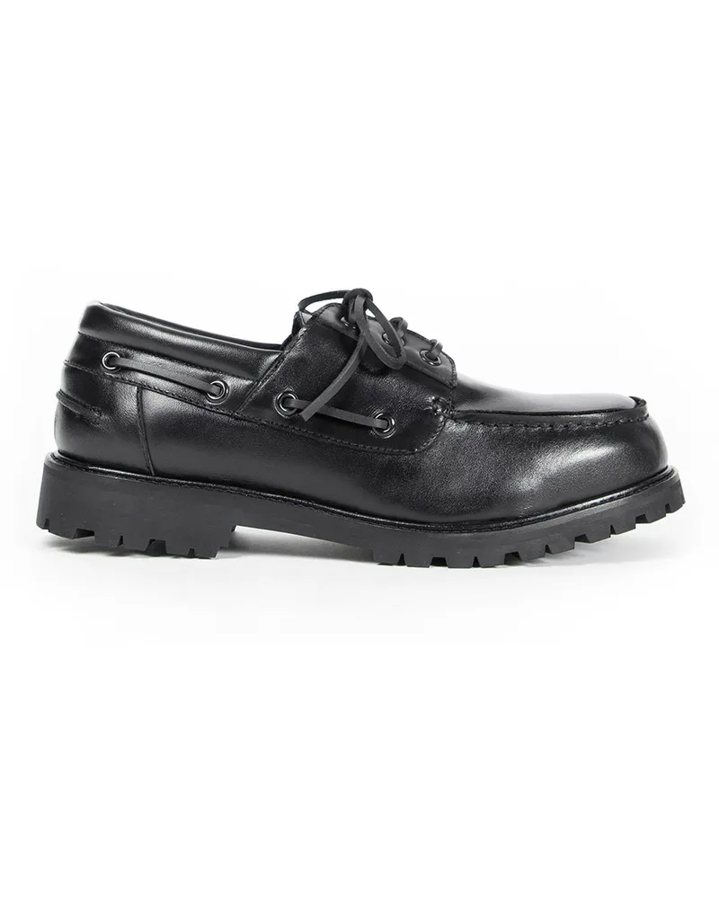 Studio Nicholson Lace Up Boat Shoes Black