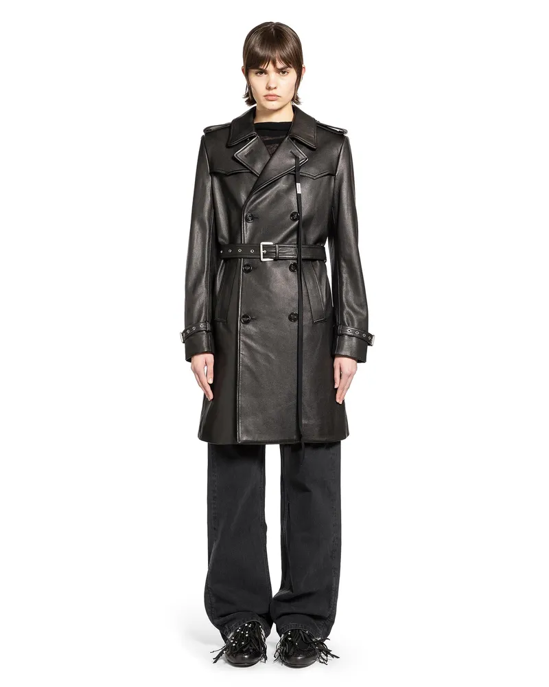 Ann Demeulemeester Eda Fitted Double Breasted Coat Black