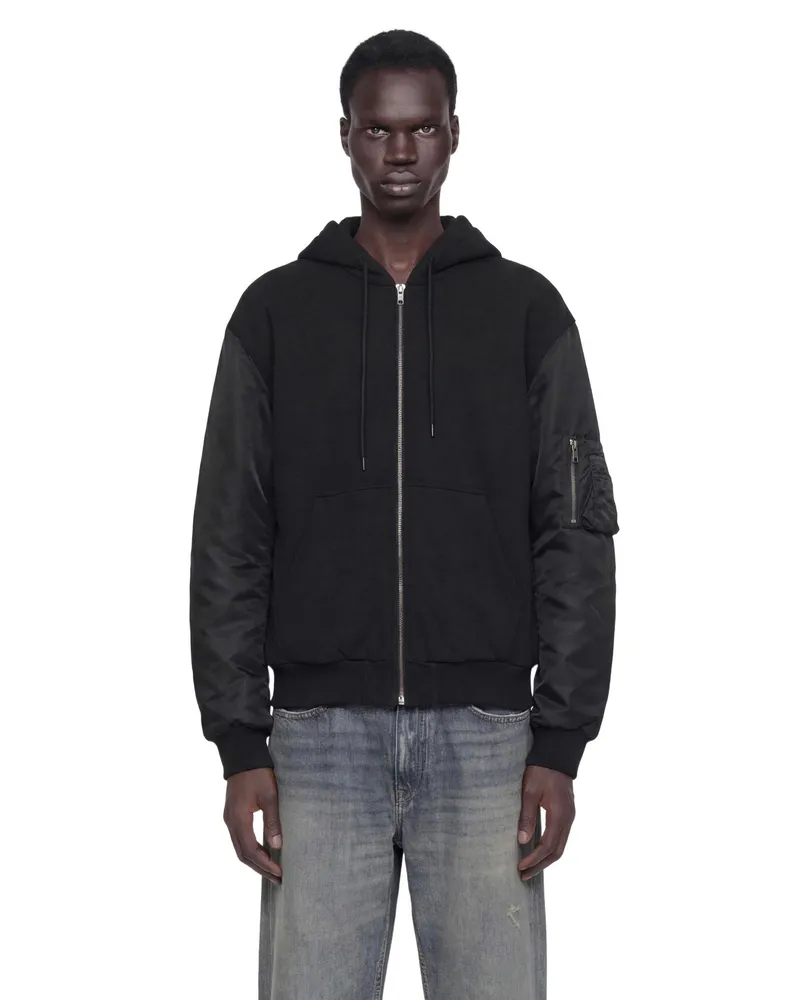Maison Margiela Jersey and Nylon Zip-Up Hoodie Black