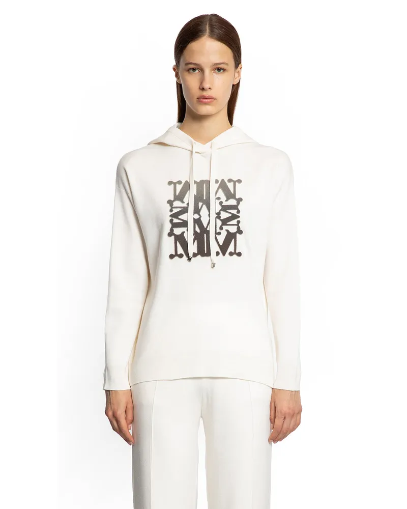 Max Mara Taddeo Knit Hoodie White
