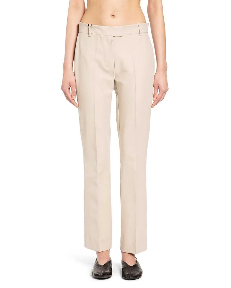 Max Mara Stretch Cotton Viscose Trousers Beige