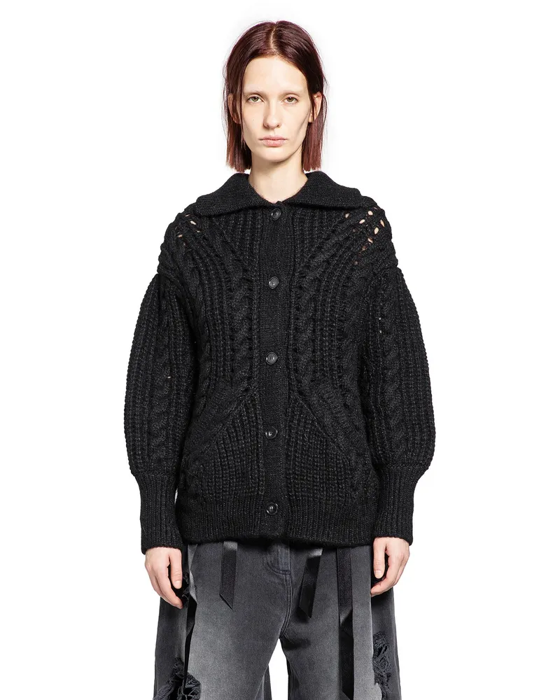Simone Rocha Sculpted Chunky Knit Cardigan Black