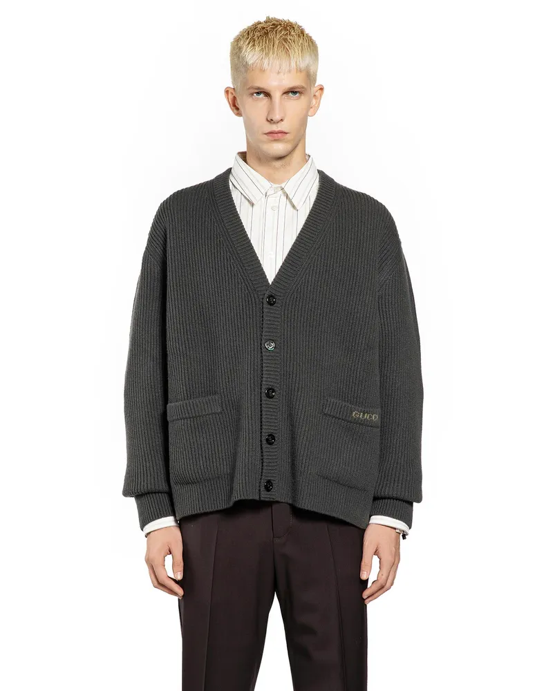 Gucci Wool cashmere rib knit cardigan Green