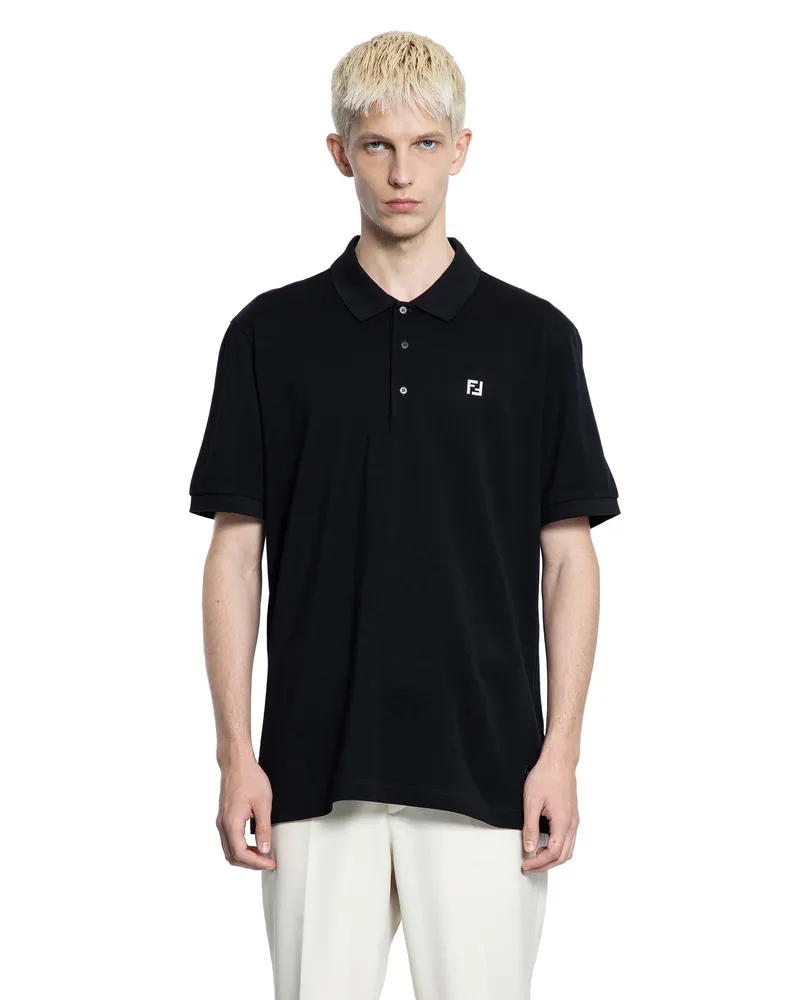 Fendi FF Cotton Piqué Polo Shirt Black