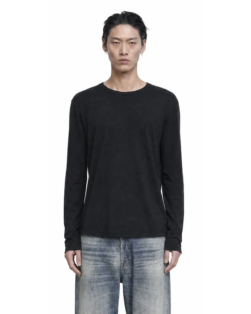 James Perse Shirttail Hem Long Sleeve T-Shirt Black
