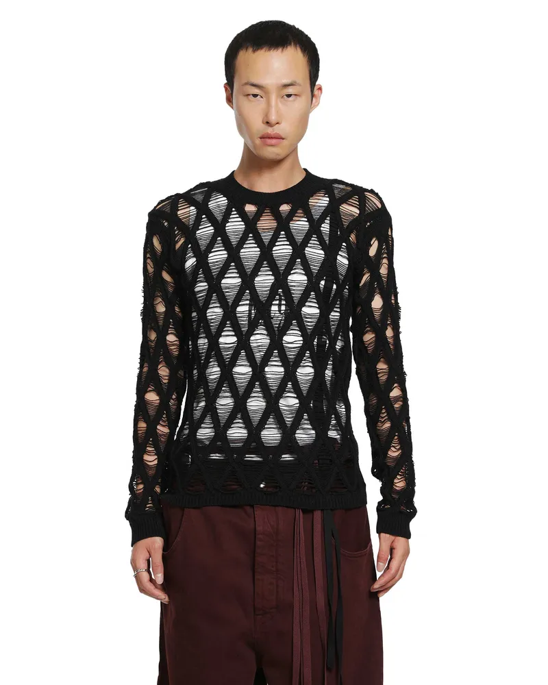 Ann Demeulemeester Carlos Diamond Stitch Sweater Black