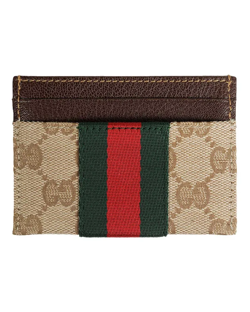 Gucci GG Card Case With Web Beige