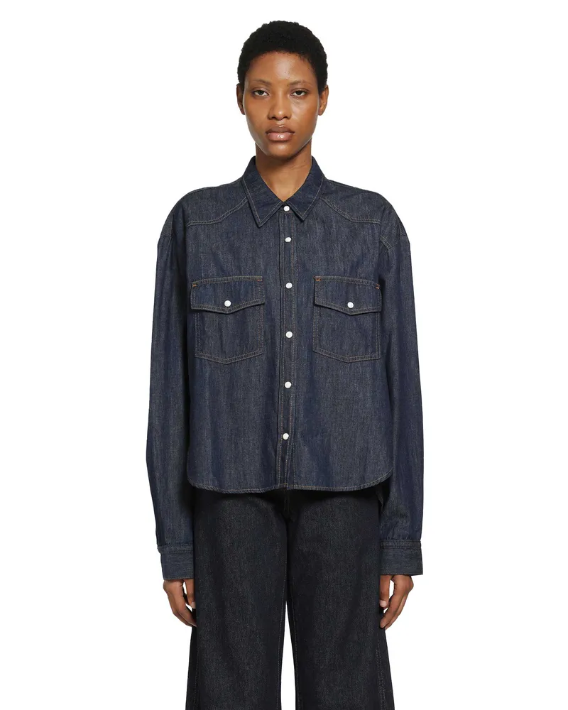 KHAITE Grenon Chambray Shirt Blue