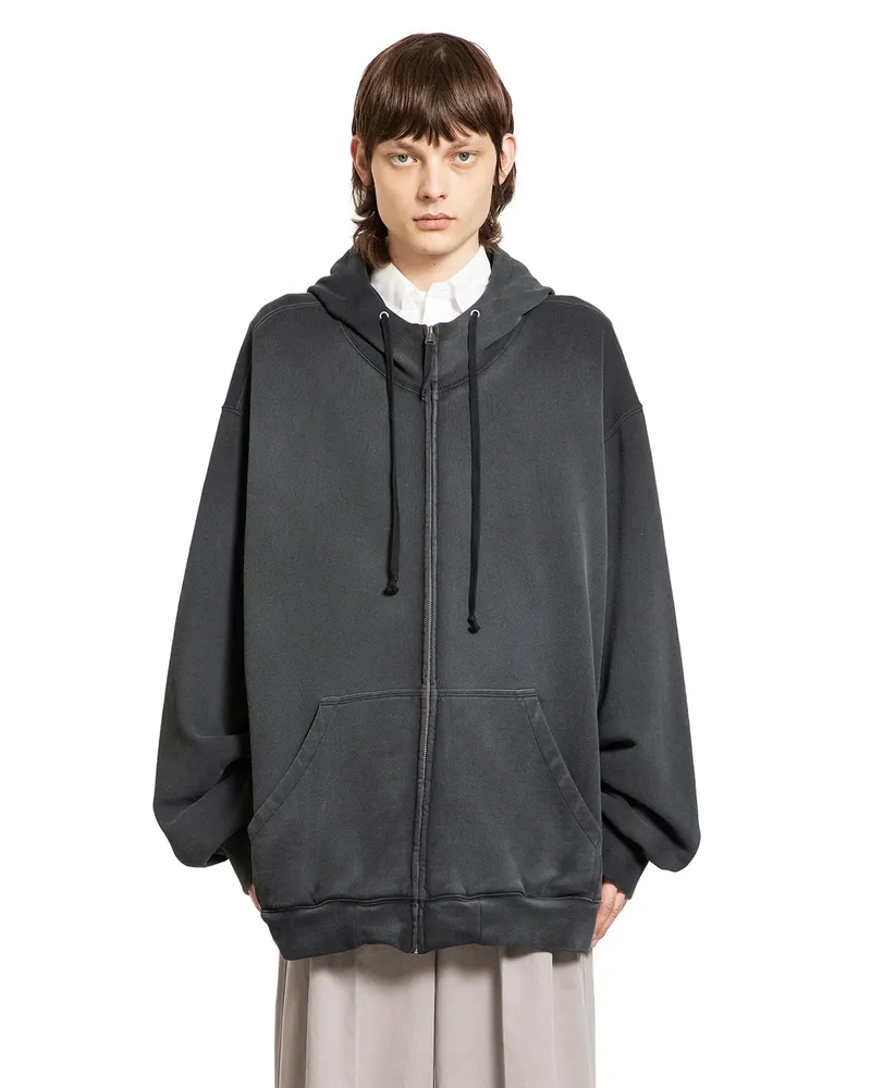 Maison Margiela Numeric Zip-Up Oversized Hoodie Black