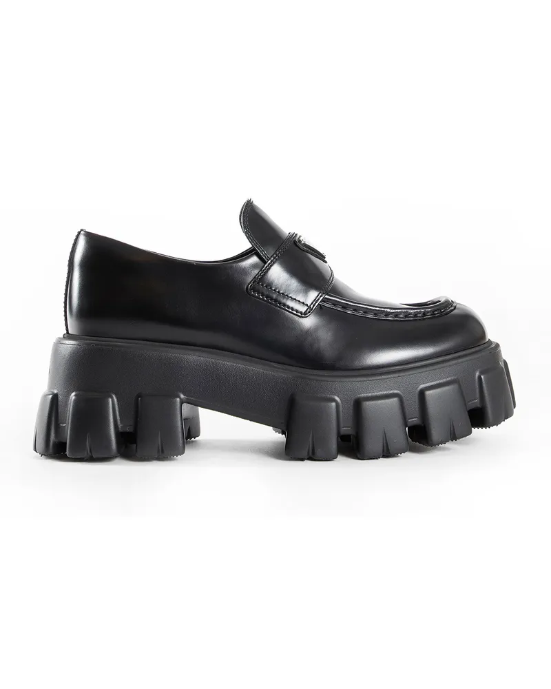 Prada Brushed Leather Monolith Loafers Black