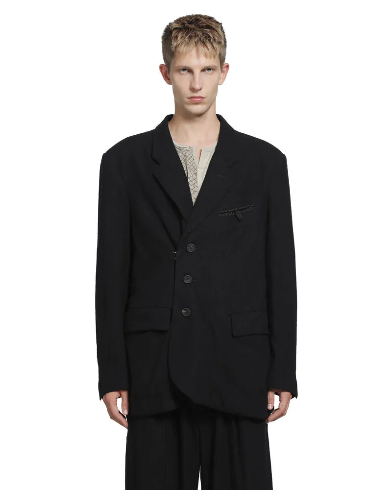 Ziggy Chen Wrap Closure 3 Button Blazer Black