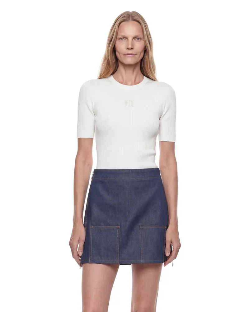 Fendi FF Reverse Denim Mini Skirt Blue