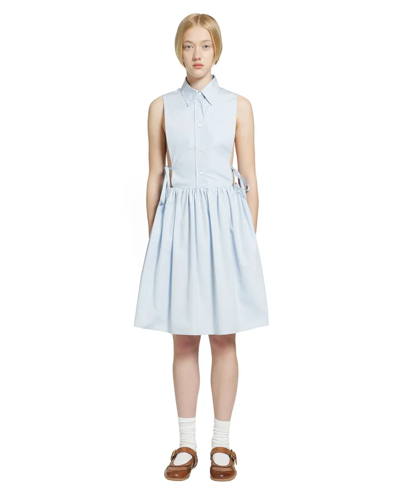 Miu Miu Poplin Mini Dress Blue