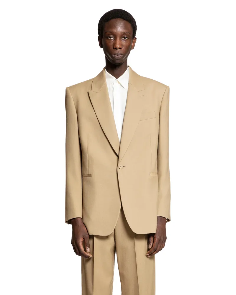 Saint Laurent Blazer in Soft Wool Gabardine Beige