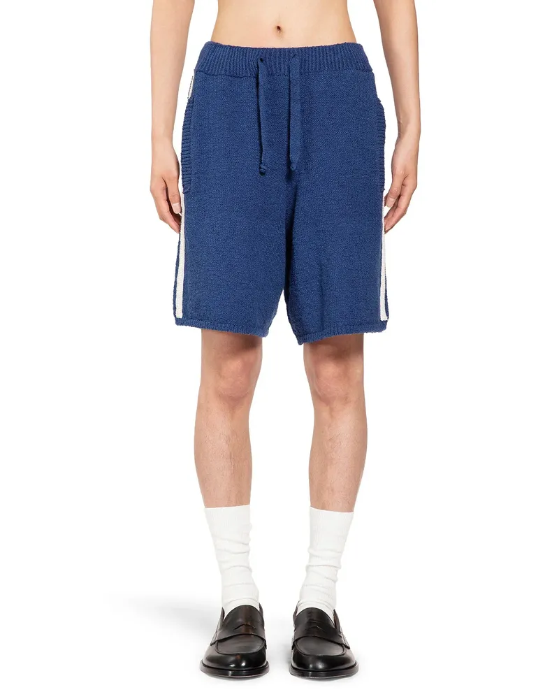 Laneus Pantaloncini da pista in maglia di cotone elasticizzato e nylon Blue