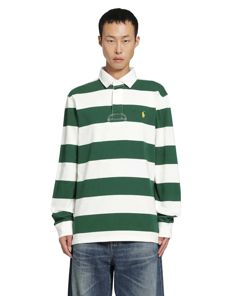 Ralph Lauren Striped Cotton Jersey Polo Shirt Green