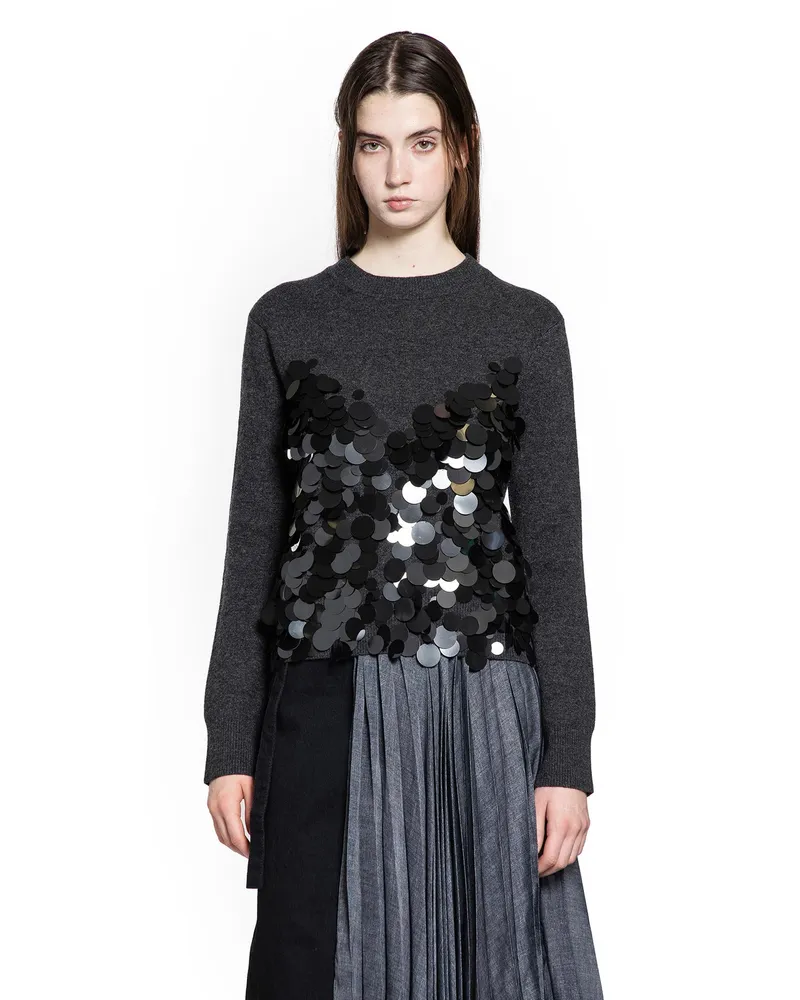Sacai Sequin Embroidery x Wool Knit Pullover Black